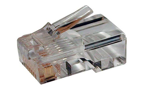 Коннектор RJ-45 (8P8C) cat.5e Hyperline PLUG-8P8C-U-C5-100 (100 шт) под витую пару, (50 µ/ 50 микродюймов), универсальный