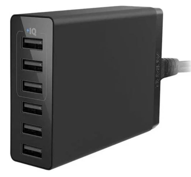 цена Зарядное устройство сетевое Anker PowerPort A2123L12 6*USB Type-А, 60W, чёрное