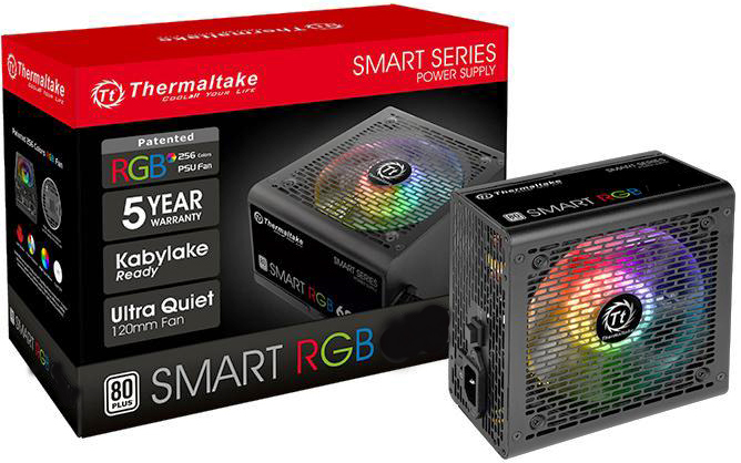 

Блок питания ATX Thermaltake Smart RGB 500W PS-SPR-0500NHSAWE-1 aPFC, 120mm FAN, КПД 80+, Ret, Smart RGB 500W