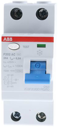 Выключатель дифференциального тока (ВДТ, УЗО) ABB 2CSF202001R3250 F202AC 2Р 25А 300mA (AC)