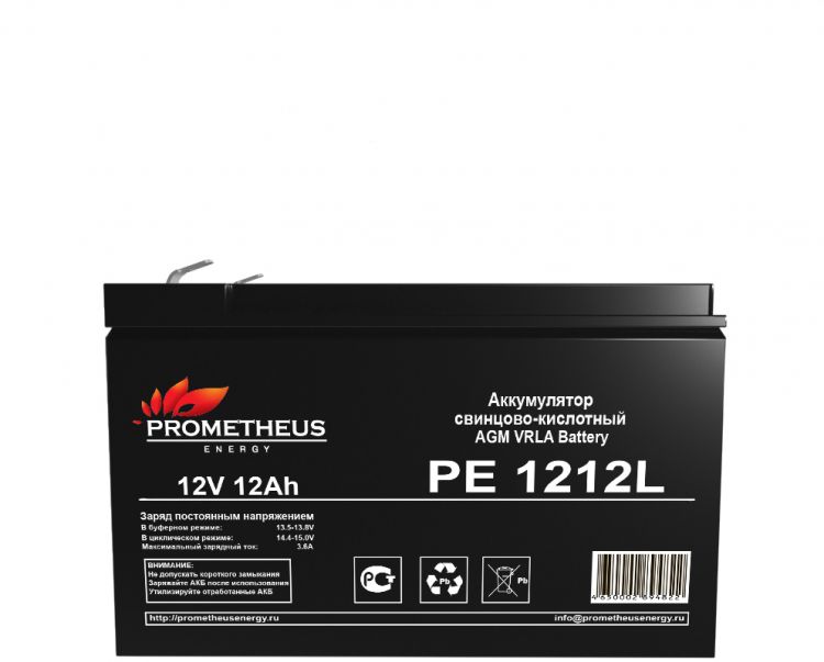 

Батарея для ИБП PROMETHEUS ENERGY РЕ1212L PE 1212L 12V, 12Ah, зажим 6,35 мм, РЕ1212L