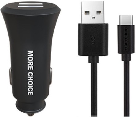 Зарядное устройство автомобильное More Choice AC23a 2*USB 2.4A для Type-C Black, цвет черный AC23a Black - фото 1