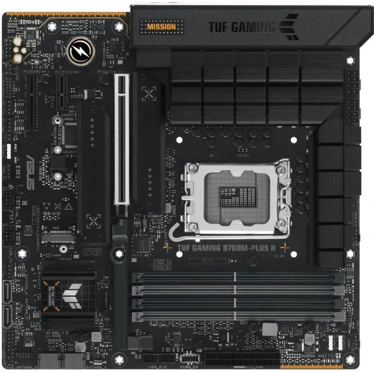 Материнская плата mATX ASUS TUF GAMING B760M-PLUS II 90MB1HD0-M0EAY0 (LGA1700, B760, 4*DDR5 (7800), 4*SATA 6G RAID, 3*M.2, 3*PCIE, 2.5Glan, HDMI, DP,