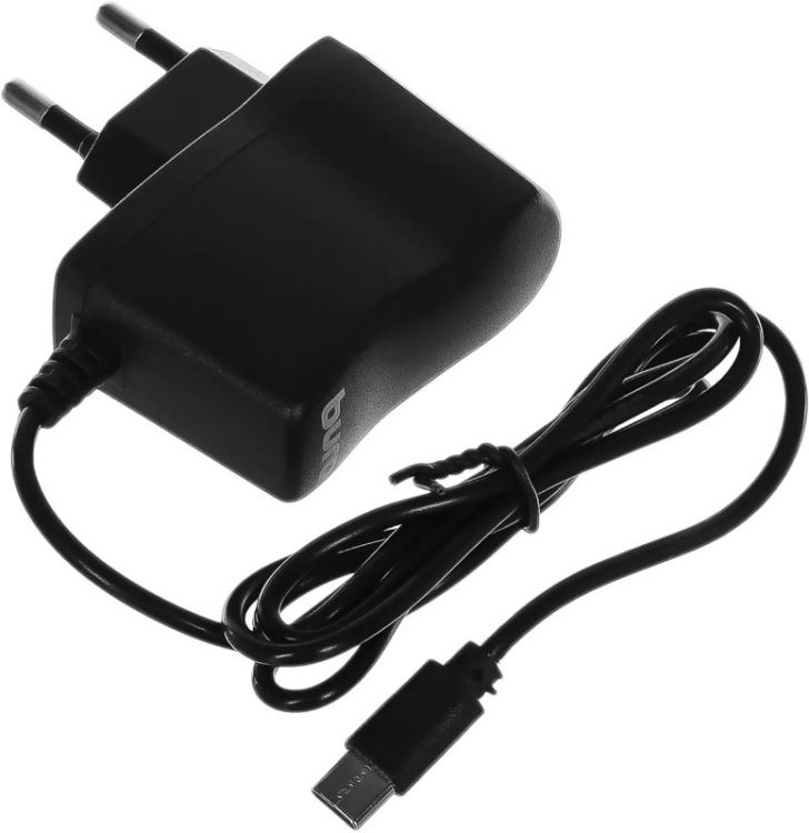 Зарядное устройство сетевое Buro BUWC1 2A, универсальное, кабель USB Type C, черный