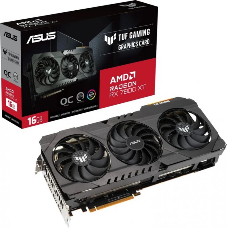 Видеокарта PCI-E ASUS Radeon RX 7800 XT OG OC (TUF-RX7800XT-O16G-OG-GAMING) 16GB GDDR6 256bit 5nm 1507/19500MHz 3*DP/HDMI RTL rtx3050 pegasus 8gb gddr6 128bit dvi hdmi dp rtl