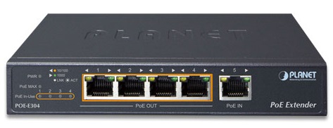 Инжектор Planet POE-E304 1-port Ultra PoE+ to 4-port 802.3af/at Gigabit PoE Extender