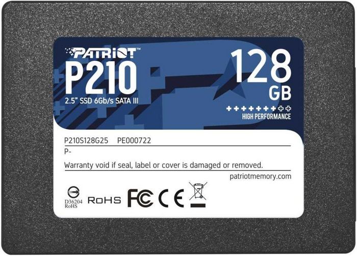 Накопитель SSD 2.5'' Patriot Memory P210S128G25 P210 128GB SATA 6Gb/s 3D TLC 520/430MB/s 7mm накопитель ssd 2 5 gs nanotech gspta01tr16stf 1tb sata 6gb s 3d tlc 530 470mb s iops 59k 46k mtbf 2m 525tbw 7mm