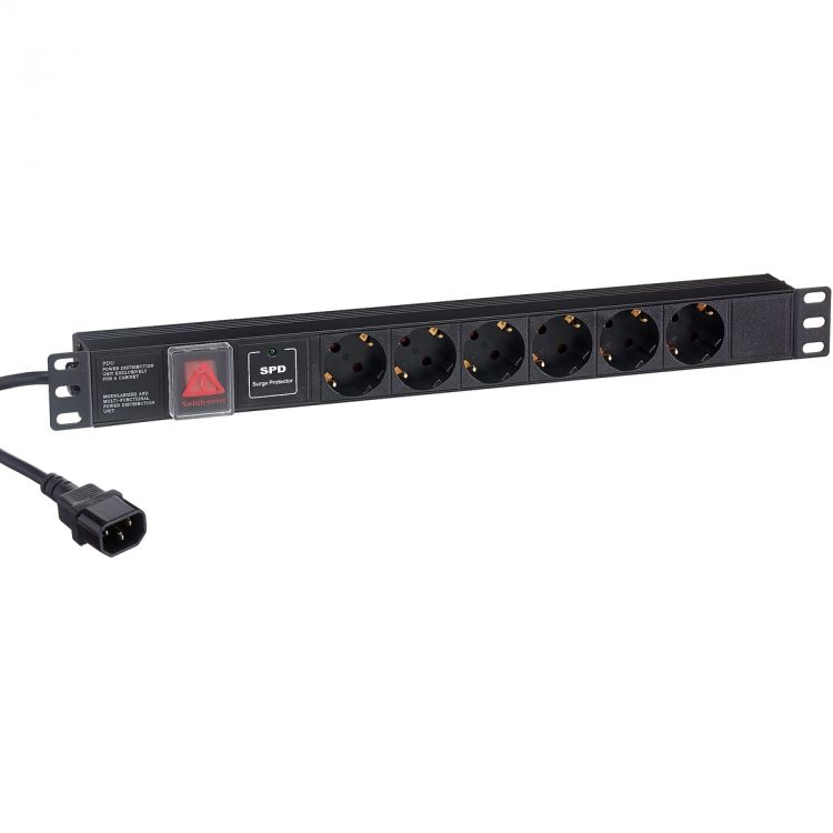 

Блок розеток Exegate ServerPro PDU-19H609 Al-6S-C14-2CU-SPD1 EX280834RUS (19", 1U, Алюминий, 6 Schuko, кабель с вилкой C14 VDE-250V-10A-3*1.0mm2, медь, ServerPro PDU-19H609 Al-6S-C14-2CU-SPD1