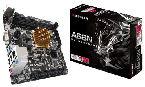 Материнская плата mini-ITX Biostar A68N-2100K (E1-6010, 2*DDR3 (1333), 2*SATA 6G, PCIE, Glan, HDMI,