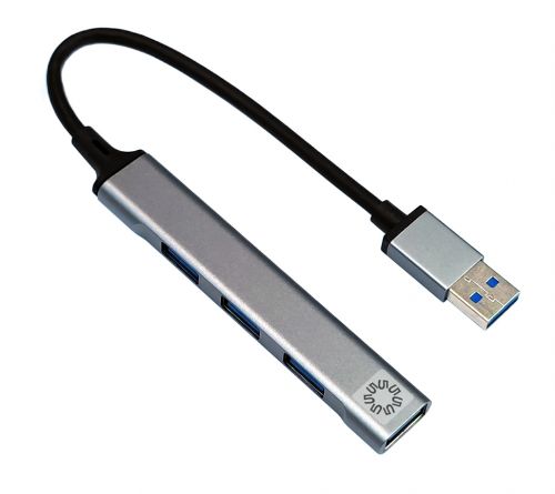 Концентратор  5bites HB31-313SL 1*USB3.0, 4*USB2.0, USB PLUG, встроенный USB-кабель 17см, silver
