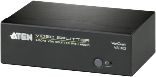 Разветвитель Aten VS0102-AT-G Video Splitter, VGA/SVGA/MultiSync+AUDIO, 1> 2 монитора/port 450MHz, 6