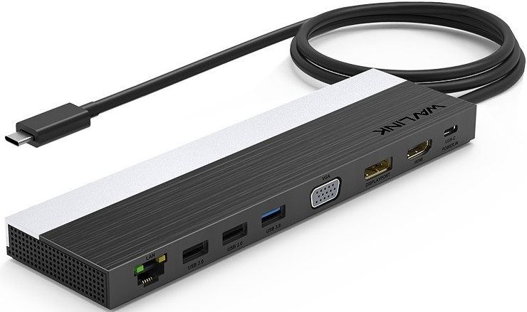 

Док-станция WAVLINK WL-UMD03 USB-C 4K Universal/85W PD/2*USB3.0/2*USB2.0/USB C/DP 4K 30HZ/HDMI 4K 30HZ/VGA/Gigabit LAN/Audio In/Out/SD/Micro SD CardRe, WL-UMD03