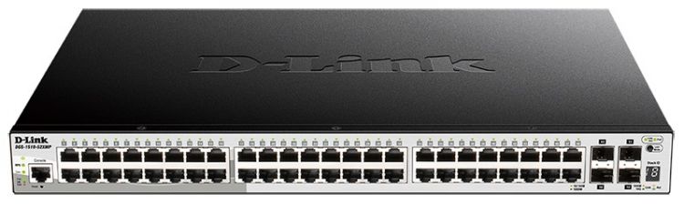 

Коммутатор D-link DGS-1510-52XMP/A1A SmartPro, 48x10/100/1000Base-T PoE (бюджет 370 Вт) ,4x10GBase-X SFP+, Stackable, DGS-1510-52XMP/A1A