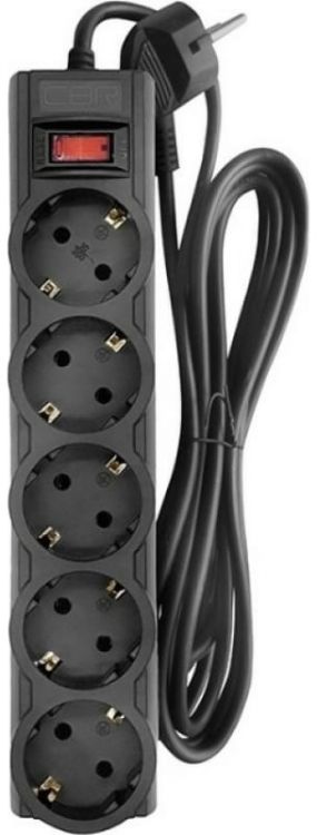Сетевой фильтр CBR CSF 2505-3.0 Black CB 5 евророзеток, длина кабеля 3 метра, чёрный, цвет черный