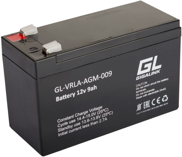 Батарея GIGALINK GL-VRLA-AGM-009 VRLA 12В/9Ач батарея csb hr1234w 12в 9ач 151х65х100мм
