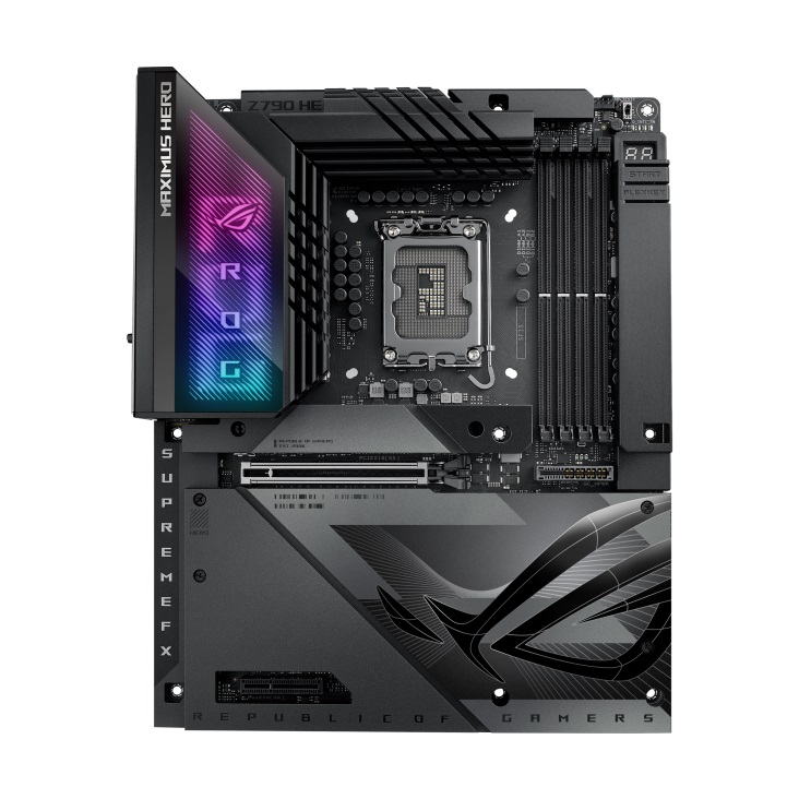 

Материнская плата ATX ASUS ROG MAXIMUS Z790 HERO BTF (LGA1700, Z790, 4*DDR5(4800), 4*SATA 6G RAID, 5*M.2, 2*PCIe, WiFi, BT, HDMI, 5*USB 3.2, 4*USB 3.0, ROG MAXIMUS Z790 HERO BTF