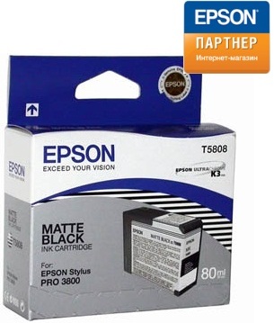 

Картридж Epson C13T580800 для принтера Stylus Pro 3800 (80 ml) матовый-черный, C13T580800