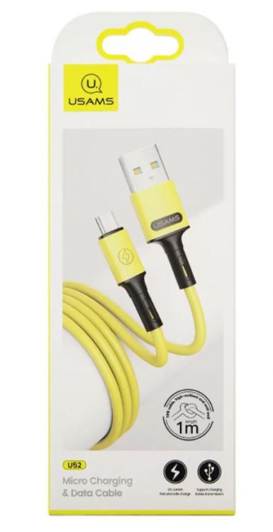 

Кабель интерфейсный Usams US-SJ435 U52 УТ000021868 USB/Micro, 1м, желтый (SJ435USB03), US-SJ435 U52