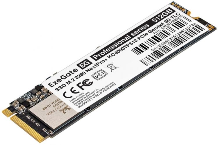 

Накопитель SSD M.2 2280 Exegate NextPro+ KC4000TP512 EX297592RUS 512GB 5000/36000MB/s PCIe Gen4x4, NVMe, 3D TLC 300 TBW MTBF 2M, NextPro+ KC4000TP512