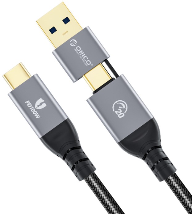 

Кабель интерфейсный Orico ORICO-ACC20-05-BK-BP USB Type-C/Type-C+Type-A 2 в 1, 10-20 Гбит/с, 100 Вт, 0,5 м, черный, ORICO-ACC20-05-BK-BP