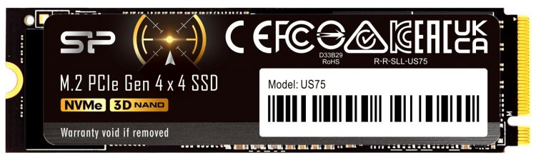 Накопитель SSD M.2 2280 Silicon Power SP01KGBP44US7505 US75 1TB PCI-E 4.0 x4 7000/6000MB/s MTBF 1.5M