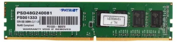 Модуль памяти DDR4 8GB Patriot PSD48G240081B Signature PC4-19200, 2400Mhz (bulk)