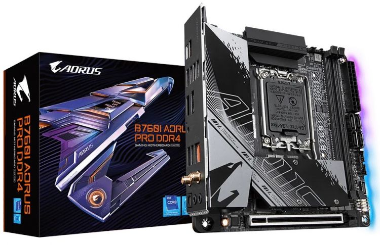 

Материнская плата mini-ITX GIGABYTE B760I AORUS PRO DDR4 (LGA1700, B760, 2*DDR4 (5333), 4*SATA 6G RAID, 2*M.2, PCIE, 2.5Glan, WiFi, BT, HDMI, DP, USB, B760I AORUS PRO DDR4