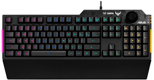 Клавиатура ASUS TUF Gaming K1 90MP01X0-BKRA00 игровая, мембранная, RGB подсветка, USB, регулятор гро