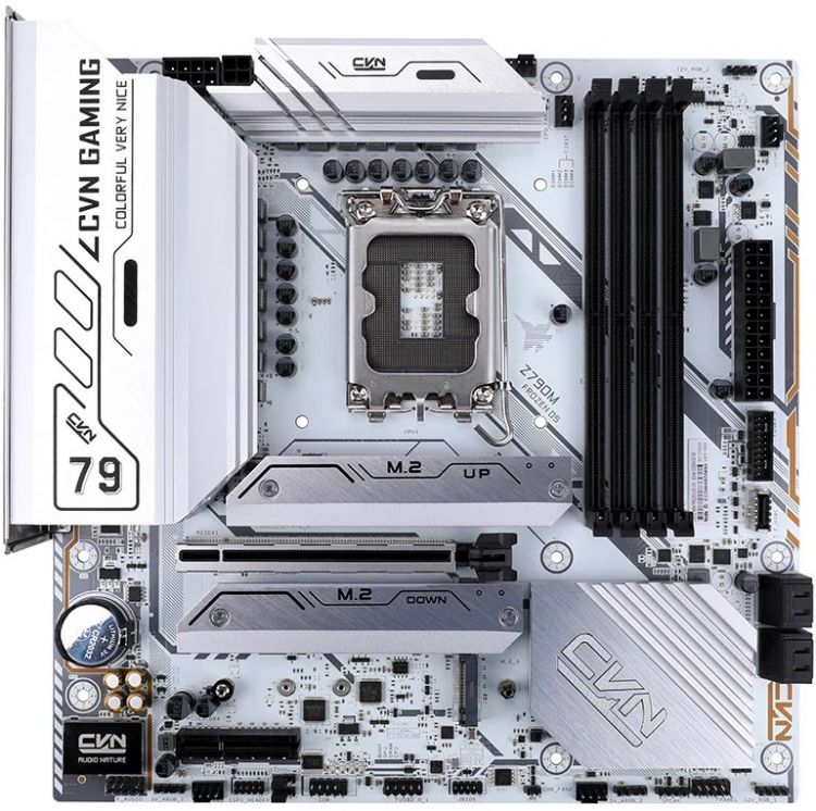 

Материнская плата mATX Colorful CVN Z790M FROZEN D5 V20 (LGA1700, Z790, 4*DDR5 (4800), 6*SATA, 2*PCIe, 3*M.2, 4*USB 3.2, 4*USB 2.0, USB Type-C, WiFi,, CVN Z790M FROZEN D5 V20