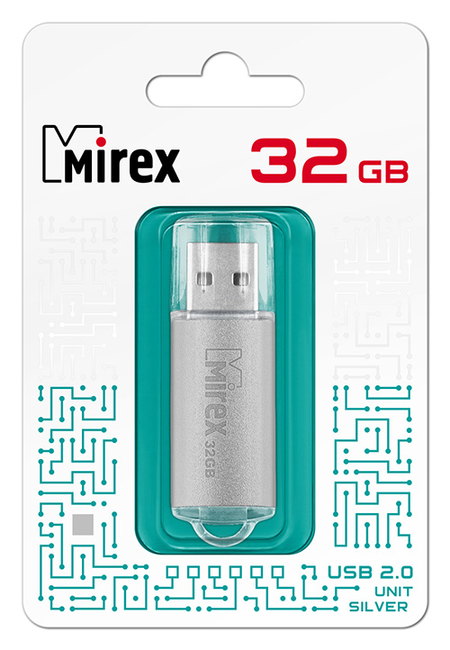 

Накопитель USB 2.0 32GB Mirex UNIT 13600-FMUUSI32 серебро (ecopack), UNIT