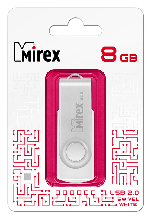 Накопитель USB 2.0 8GB Mirex SWIVEL 13600-FMUSWT08 белый (ecopack)