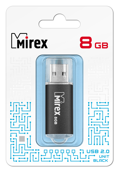 Накопитель USB 2.0 8GB Mirex UNIT 13600-FMUUND08 чёрный (ecopack)