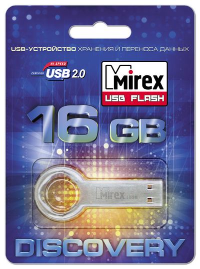 

Накопитель USB 2.0 16GB Mirex ROUND KEY 13600-DVRROK16, ROUND KEY