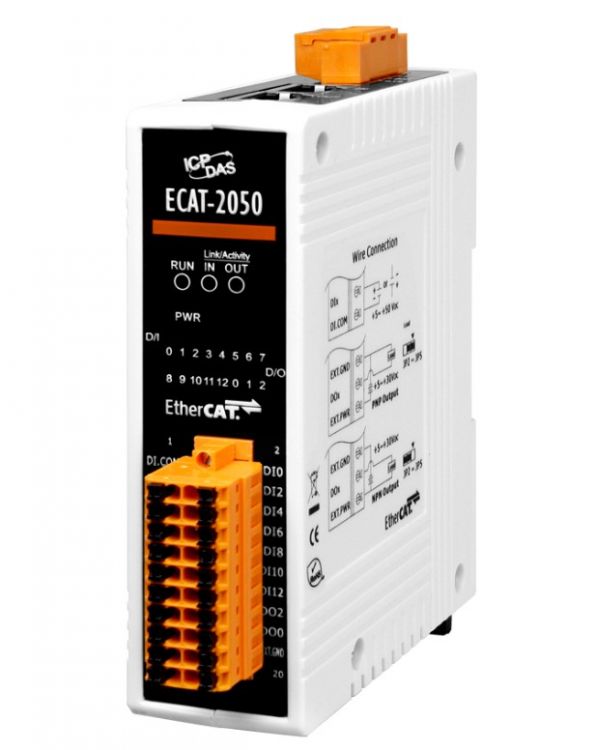 

Модуль ICP DAS ECAT-2050 EtherCAT Slave I/O Module with Isolated 14-ch DI and 4-ch DO with NPN and PNP, ECAT-2050