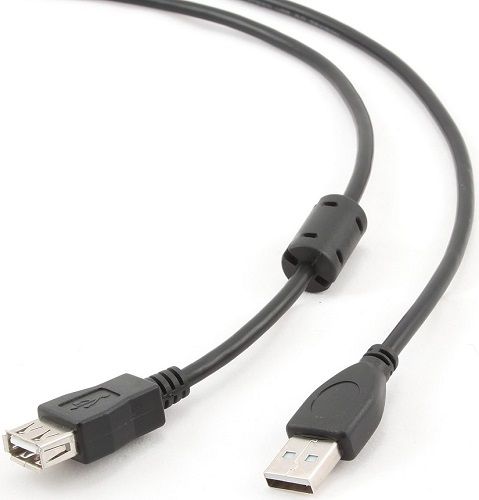 Кабель удлинитель USB 2.0 Pro Filum FL-CPro-U2-AM-AF-F1-1.8M, 1.8 м., ферритовое кольцо,  черный раз