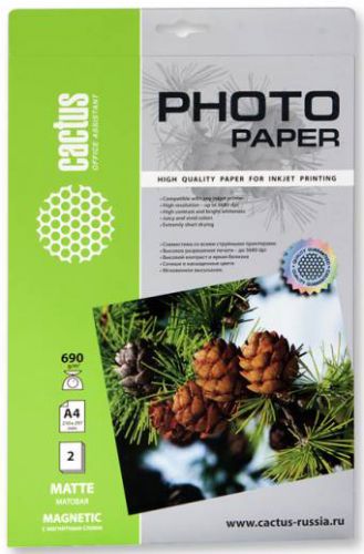 Фотобумага Cactus CS-MMA46902 A4/690г/м2/2л./белая, матовая/магнитный слой для струйной печати