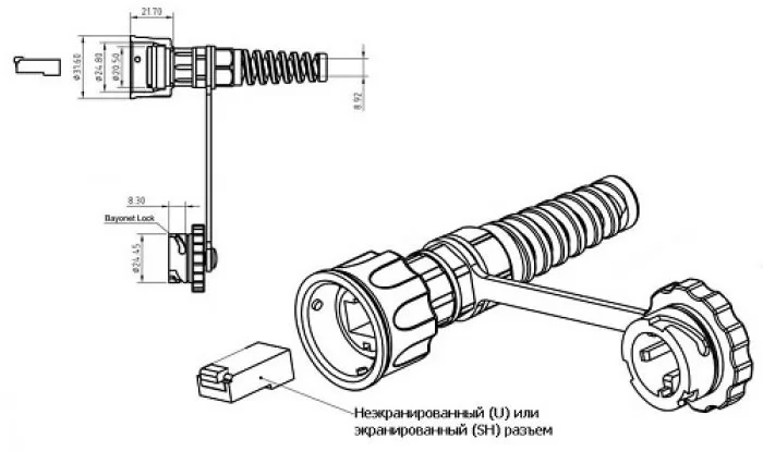 Hyperline PLUG-IE-8P8C-P-C5-SH