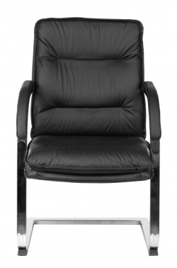 Кресло Бюрократ T-9927SL-LOW-V цвет черный, кожа, низк.спин. полозья металл хром