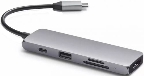 Адаптер Satechi Multiport Pro ST-UCMPAM USB Type-C/2xUSB-C/3xUSB 3.0/HDMI 4K/SD/micro-SD, серый косм