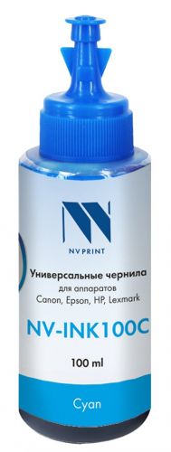 Чернила NVP NV-INK100C универсальные Cyan на водной основе для аппаратов Сanon/Epson/НР/Lexmark (100