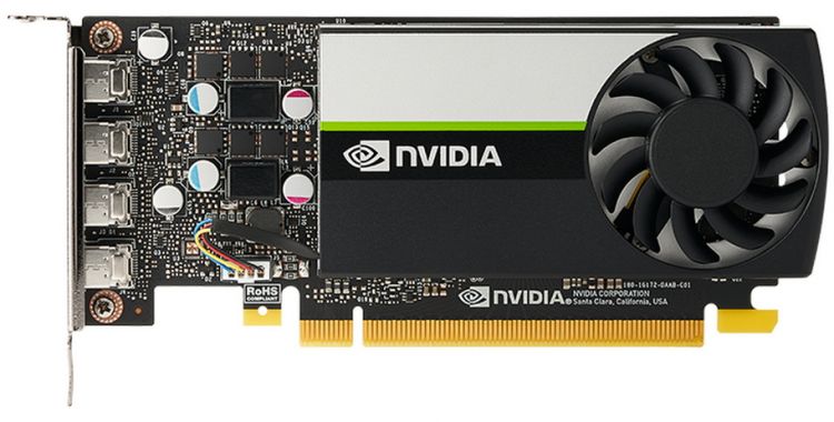 

Видеокарта PCI-E nVidia T1000 (900-5G172-2550-000) 4GB GDDR6 128bit 12nm 1065/10000MHz 4*mDP, T1000 (900-5G172-2550-000)