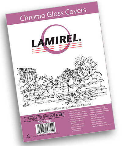 Обложка Fellowes LA-78690 Lamirel Chromolux A4, картонные, глянцевые, синий, 230г/м², 100шт