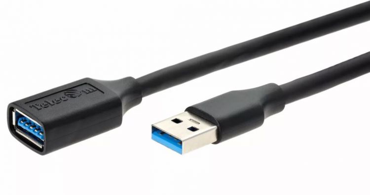 Кабель интерфейсный USB 3.0 Telecom TUS708-1M удлинительный USB3.0 A(M)/(F), черный, 1m