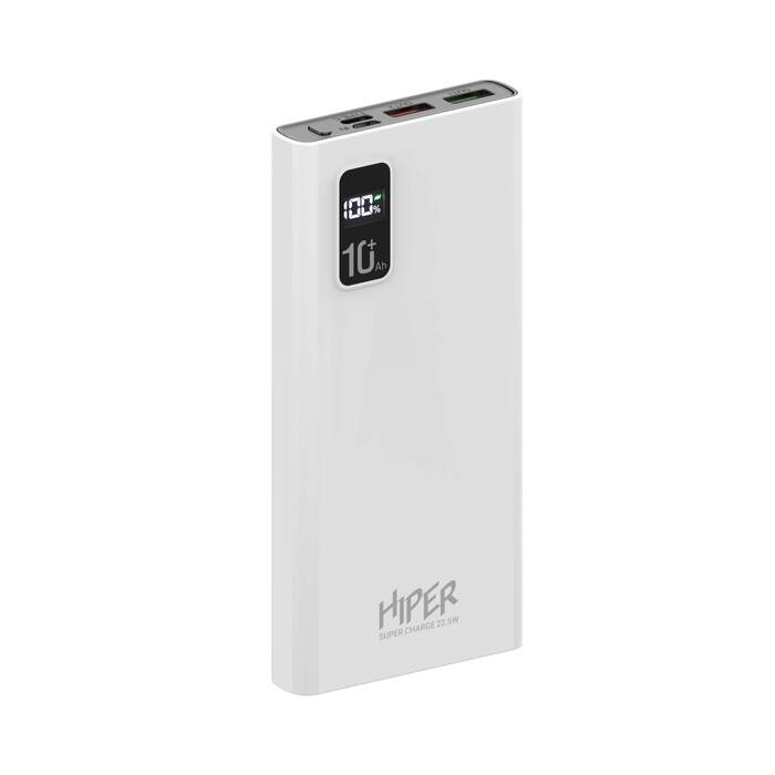 

Аккумулятор внешний HIPER FAST 10000 WHITE 10000mAh, 5A, QC, PD, 3*USB, белый, FAST 10000 WHITE