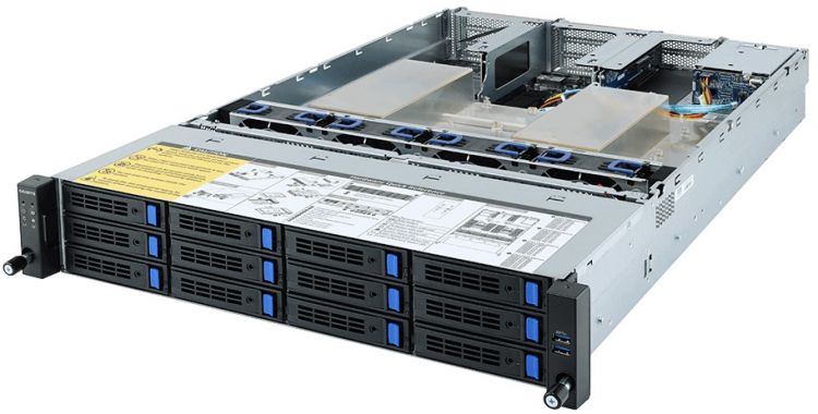 цена Серверная платформа 2U GIGABYTE R282-Z90 2*SP3, 32*DDR4(3200), 12*3.5/2.5 SATA/SAS HS, 2*2.5 SATA HS, M.2, 8*PCIE, 2*Glan, Mlan, 4*USB 3.0, VGA, 2*