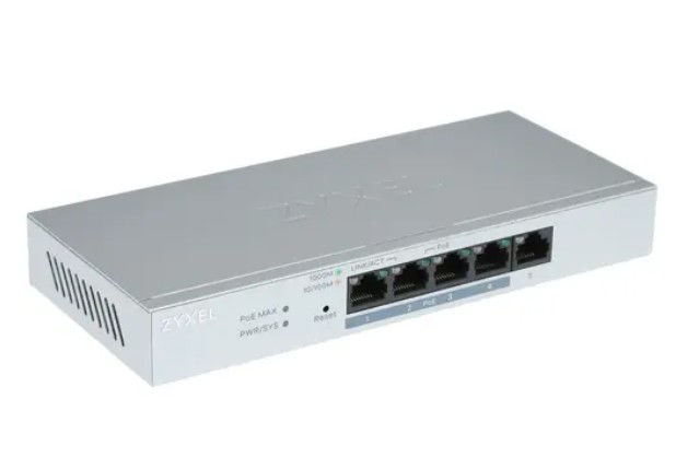 

Коммутатор ZYXEL GS1200-5HPV2-EU0101F Smart L2 PoE+, 5xGE (4xPoE+), настольный, бесшумный, с поддержкой VLAN, IGMP, QoS и Link Aggregation, бюджет PoE, GS1200-5HPV2-EU0101F