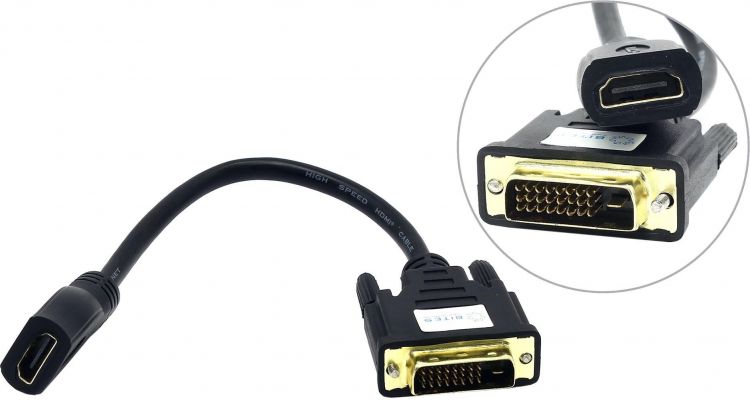 

Адаптер 5bites BC-HDF2DVI DVI M/24+1/HDMI F, BC-HDF2DVI