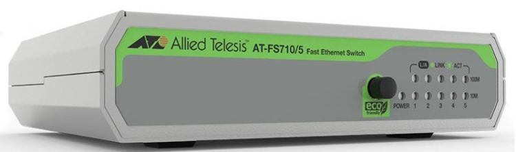 

Коммутатор неуправляемый Allied Telesis AT-FS710/5 5x10/100TX unmanaged switch with internal PSU, EU Power Cord, AT-FS710/5