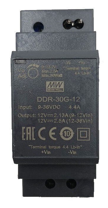 

Преобразователь DC-DC модульный Mean Well DDR-30G-12 Монтаж: на DIN рейку; P вых: 30 Вт, вход 9-36В, выход 12В/2.5А, DDR-30G-12