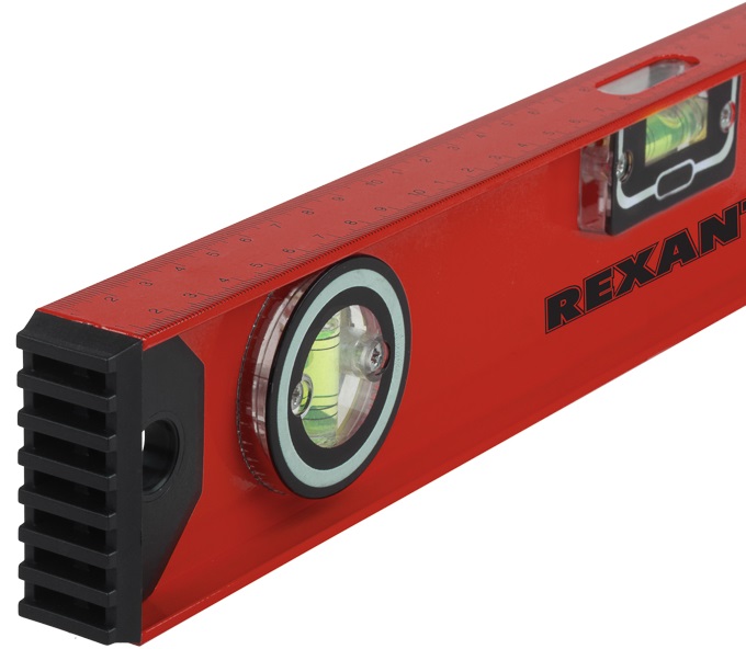 Уровень Rexant 12-9211 алюминиевый «Рельс», 600 мм, 3 глазка (1 поворотный) уровень алюминиевый 600 мм литой 2 глазка 1 фронтальный ударная площадка matrix